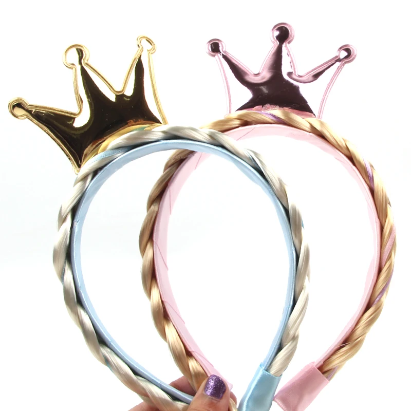 Frozen Princess Elsa Headband Snowflake Tiara Wig Braid Crown Hairband Cosplay Girls Birthday Party Kids DIY Hair Accessories - view 4