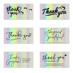 30/50pcs Thank You Cards For Small Business Colorful Laser Paper Thank You For Your Order 