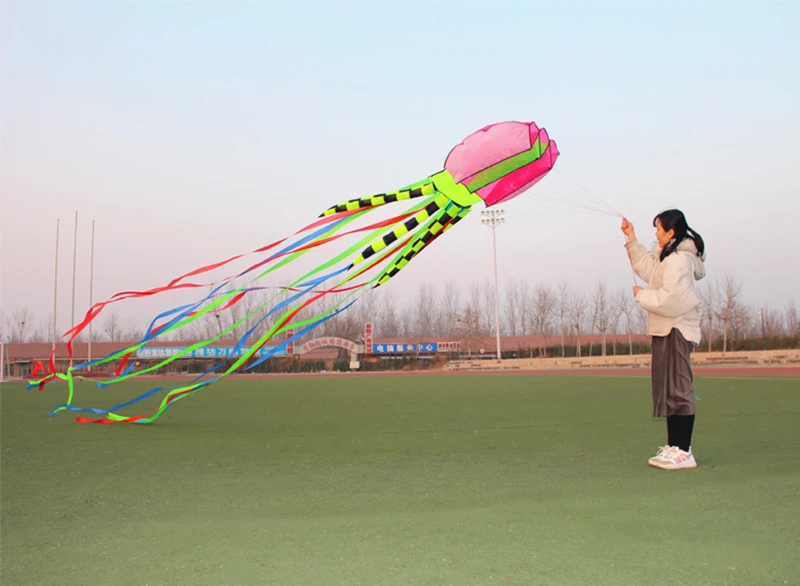 Gratis verzending 8m kwallen vliegers vliegend speelgoed voor kinderen vliegers lijn Roken draak vlieger gooien zweefvliegtuig Nylon strand wind papegaai plezier