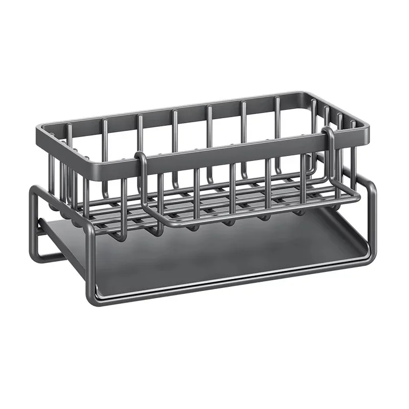 For Adjustable Kitchen Cutlery Drying Rack Bracket Extensible Steel Tank with Sponge Storage Organizer Cutlery Rack Drainage