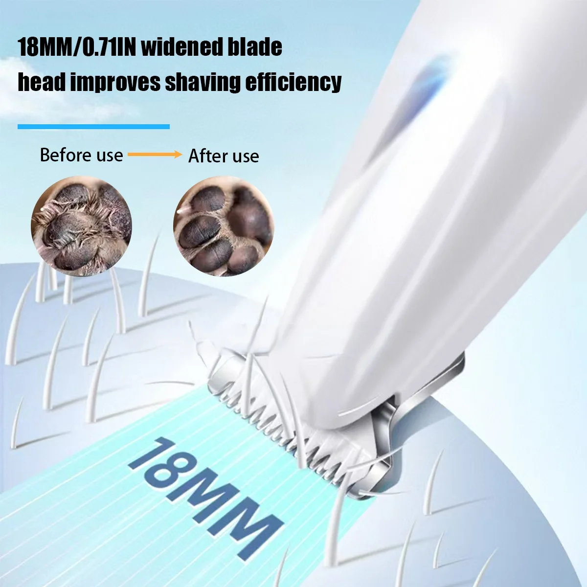 

New Dog Paw Trimmer with LED Light Fully Waterproof Pet Hair Trimmer with LED Display Dog Clippers for Grooming 18mm Widen Blade