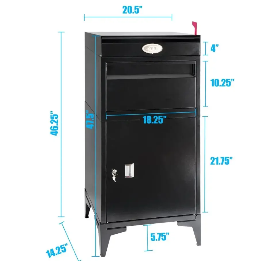 LARGE PACKAGE DELIVERY BOXES FOR OUTSIDE EXTRA LARGE MAILBOX FOR PARCEL, ALLOY STEEL POST BOX, WALL MOUNTED LOCKABLE