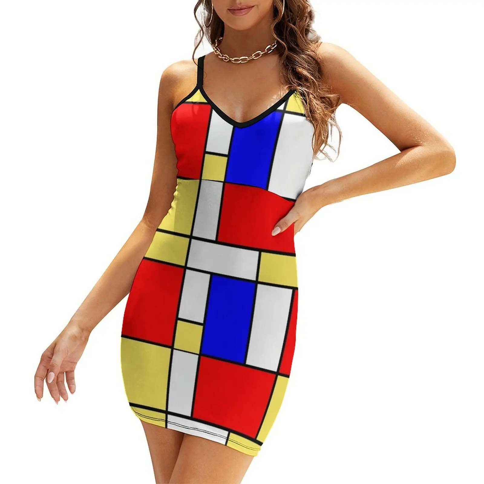 

Mod 60s Mondrian Style Sling Dress dress for woman women's clothing summer 2025 novelties women party dresses clothes for women