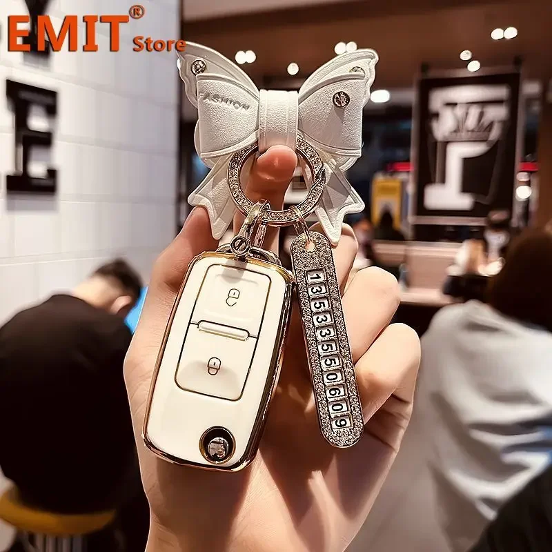 

2 Buttons Car Key Case Cover Keychain Bag for Volkswagen VW Amarok Passat Polo Golf 4 5 6 7 MK4 Bora Jetta Altea Alhambra Touran