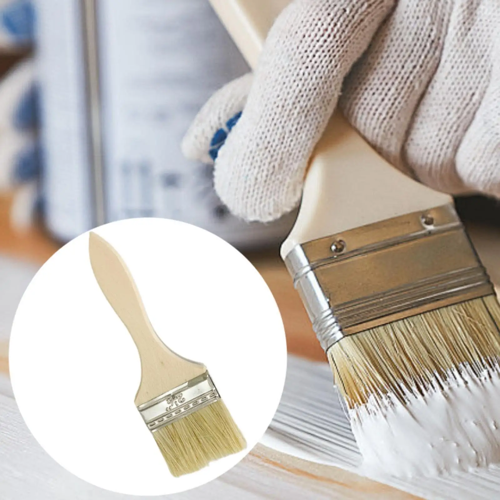 Paint Brush Fine Wooden Handle Varnish Applicator Professional Painting Brush for Walls Cabinets Tables