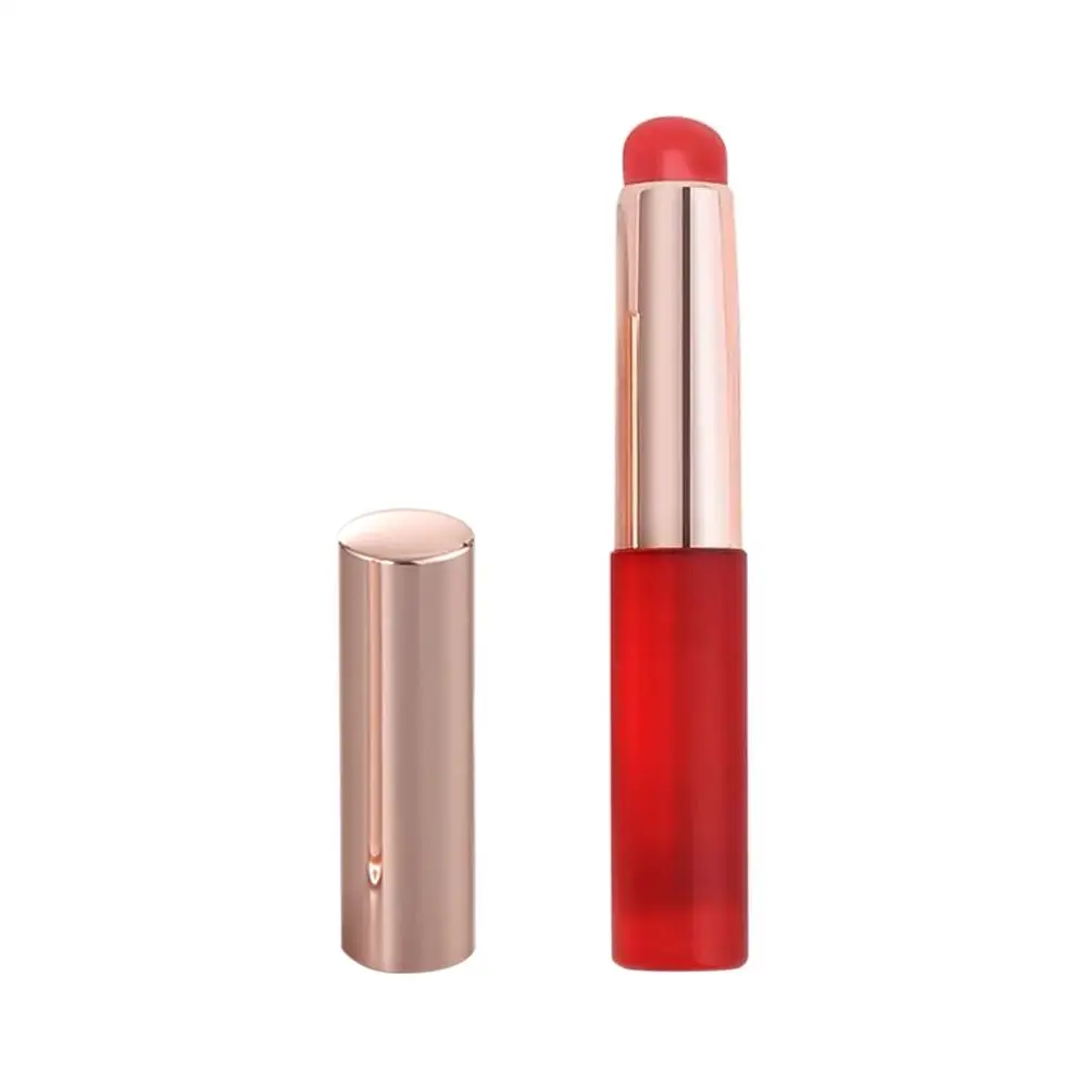 Brocha de silicona para labios con cubierta, corrector en ángulo, brochas para labios brillantes, brochas para bálsamo labial de cabeza redonda, Brus H1W4