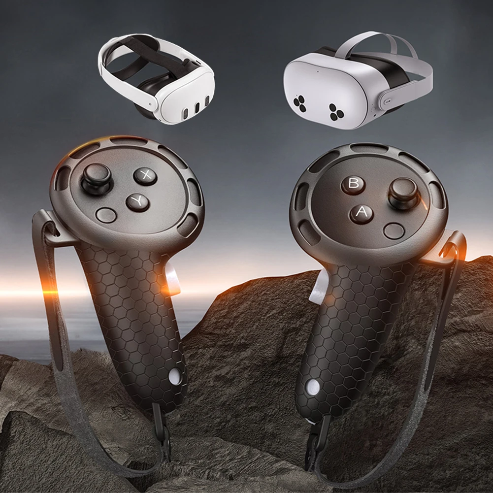 مقابض تحكم من السيليكون مع حزام اليد غطاء مقابض غير قابل للانزلاق غطاء مقبض وحدة التحكم لملحقات Meta Quest 3S/Quest 3 VR #2