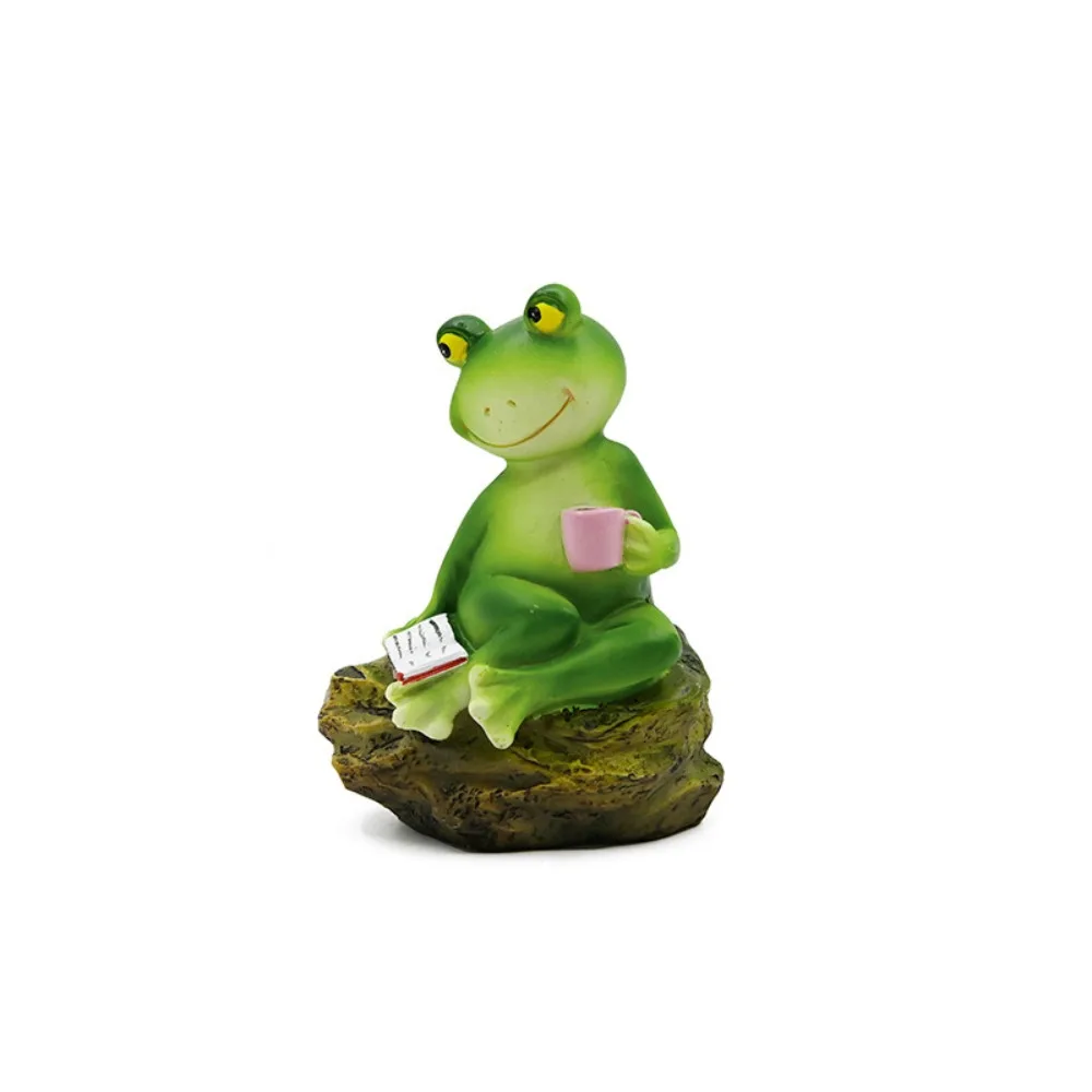 

Crafts Resin Frog Ornament Cartoon Creative Garden Frog Statue Cute Waterproof Miniatures Figurine Fish Tank