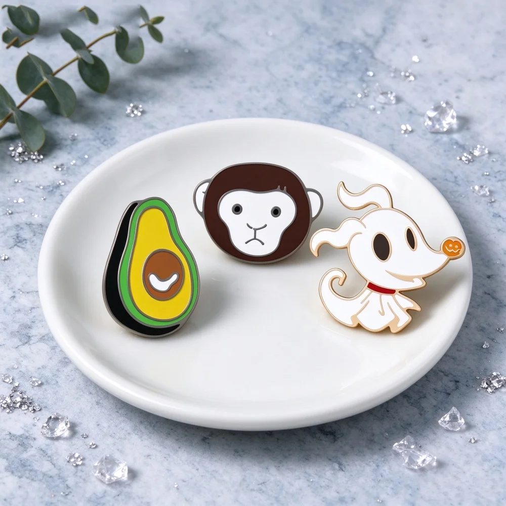 Monkey Fox Avocado Brooch Cute Animal Fruit Enamel Lapel Pin Funny Cartoon Badge For Clothes Jacket Bags Gift For Kids And Women