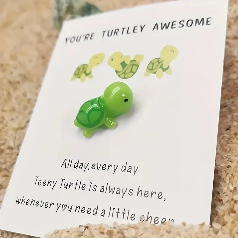 Emotional Support,You're Turtley Awesome, Turtle Motivational Gift, Cute Green Turtles Decoration, Friendship Gifts With Card image 3
