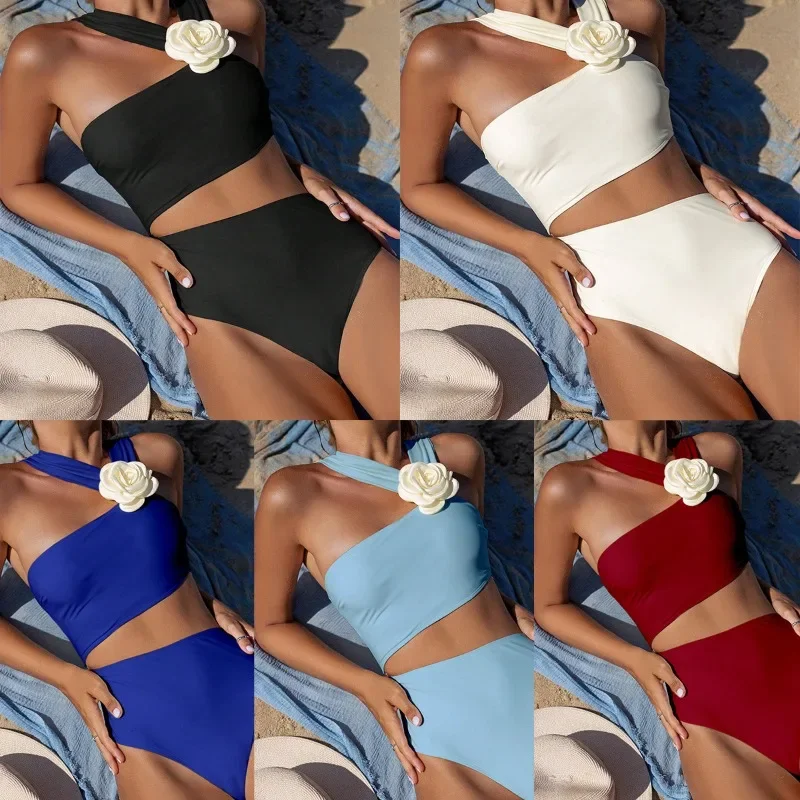 

Bathing Suit Women One Piece Swimsuit New European and American Solid Color Sexy Hollow Swimsuit for Women, High-end