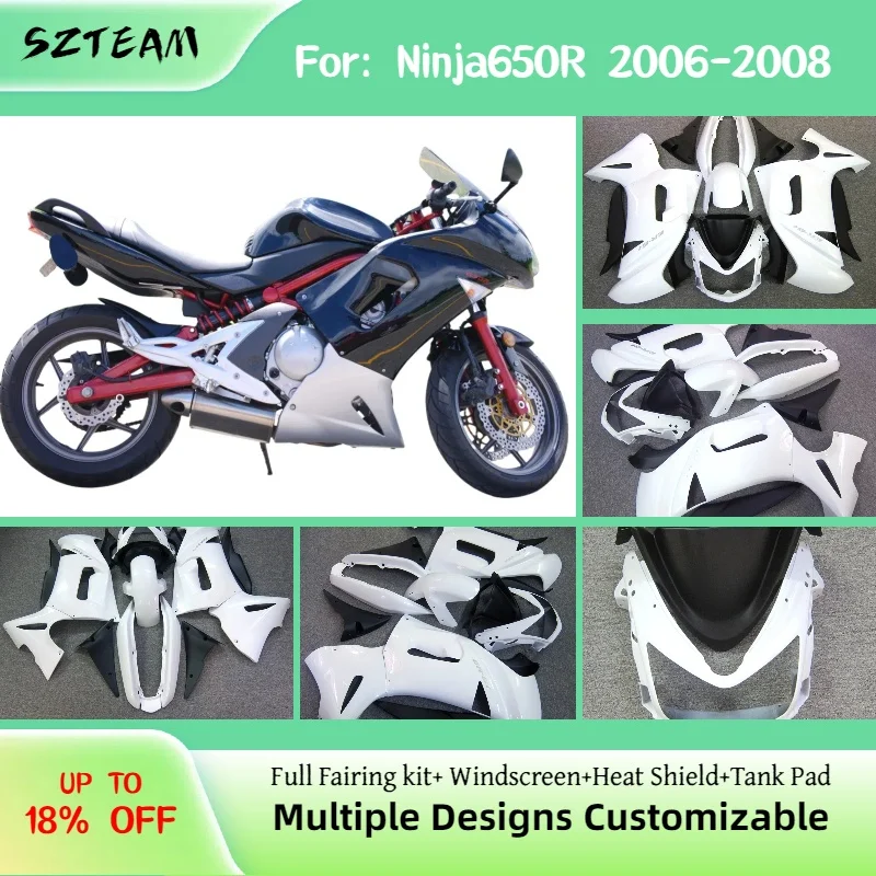 

For Kawasaki Ninja650R 2006 2007 2008 ABS Plastic Fairing Set ER-6F 06 07 08 Motorcycle Accessories Fairings Cover Parts Kit