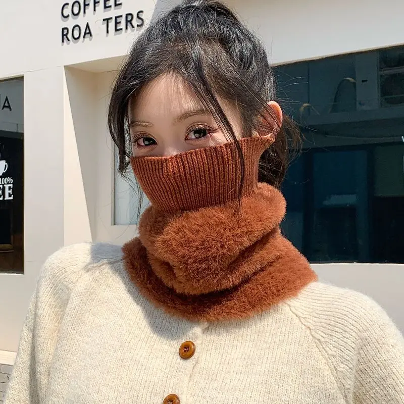 2027 New Winter Thickened Plush Scarf for Women, Knitted Face Mask Integrated Cold-Proof and Warm Neck Protector for Cycling, Ve
