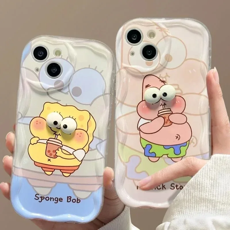 Big Eyes SpongeBob Soft Silicone Phone Case For Xiaomi Redmi Note 13 12 Pro Plus 12S 11 11S 10 10S 9S 7 8 9 Pro Max With Pendant