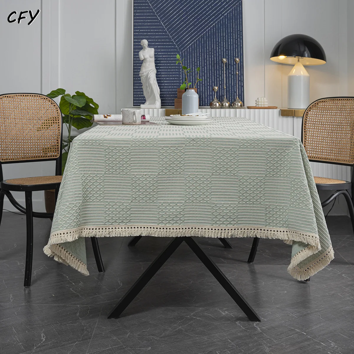 

Cotton LinenSolid Color American Style Countryside Thick Rectangular Table Cloth Kitchen Table Map Towel Tablecloth Decoration