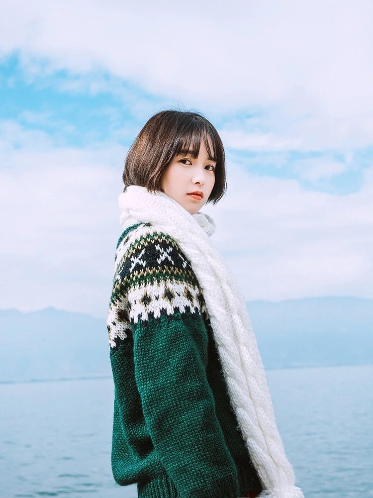 

een Icelandic Wool Sweater Men's Travel Faion Artistic Knitwear Straight Cut Sweet Sle round Ne Long Sve Sweater