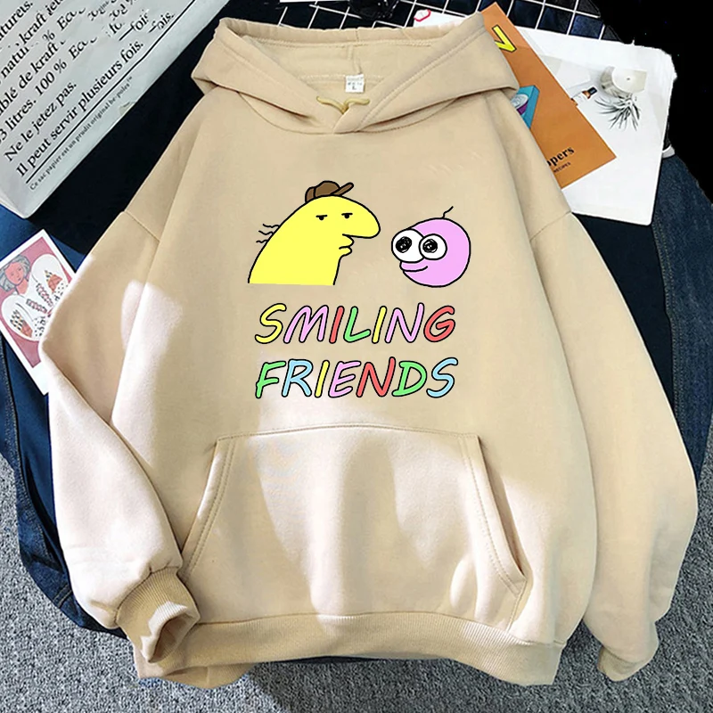 

Smiling Friends Hoodie Women Crew Neck Sweatshirt Men Fashion Casual Harajuku Tops Long Sleeve Vintage Kawaii Streetwear Clothes