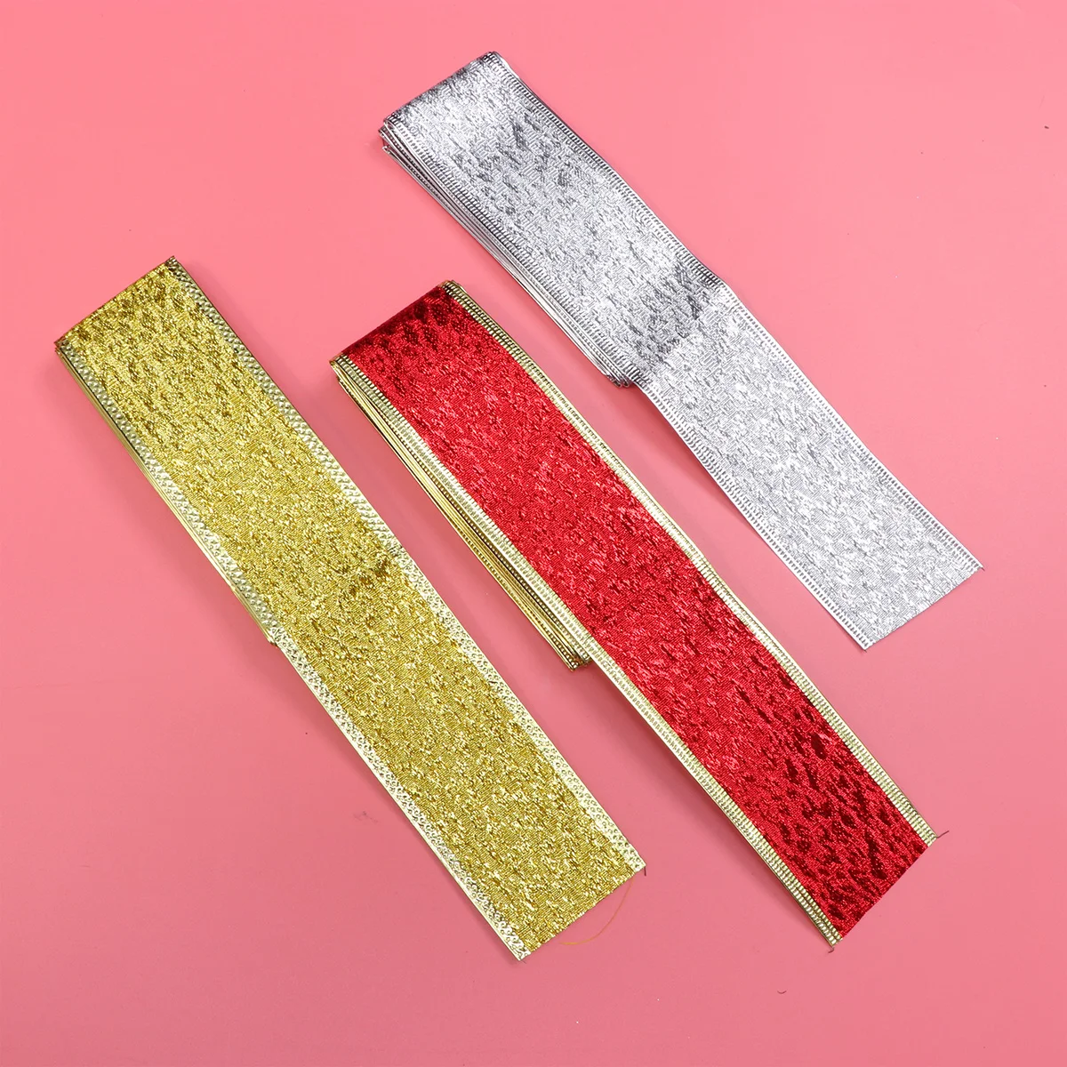 

3 Rolls 200x5cm Christmas Decorative Ribbons Unique Gift Wrapping Bands DIY Handmade Bowknot Wedding Party Decoration Golden