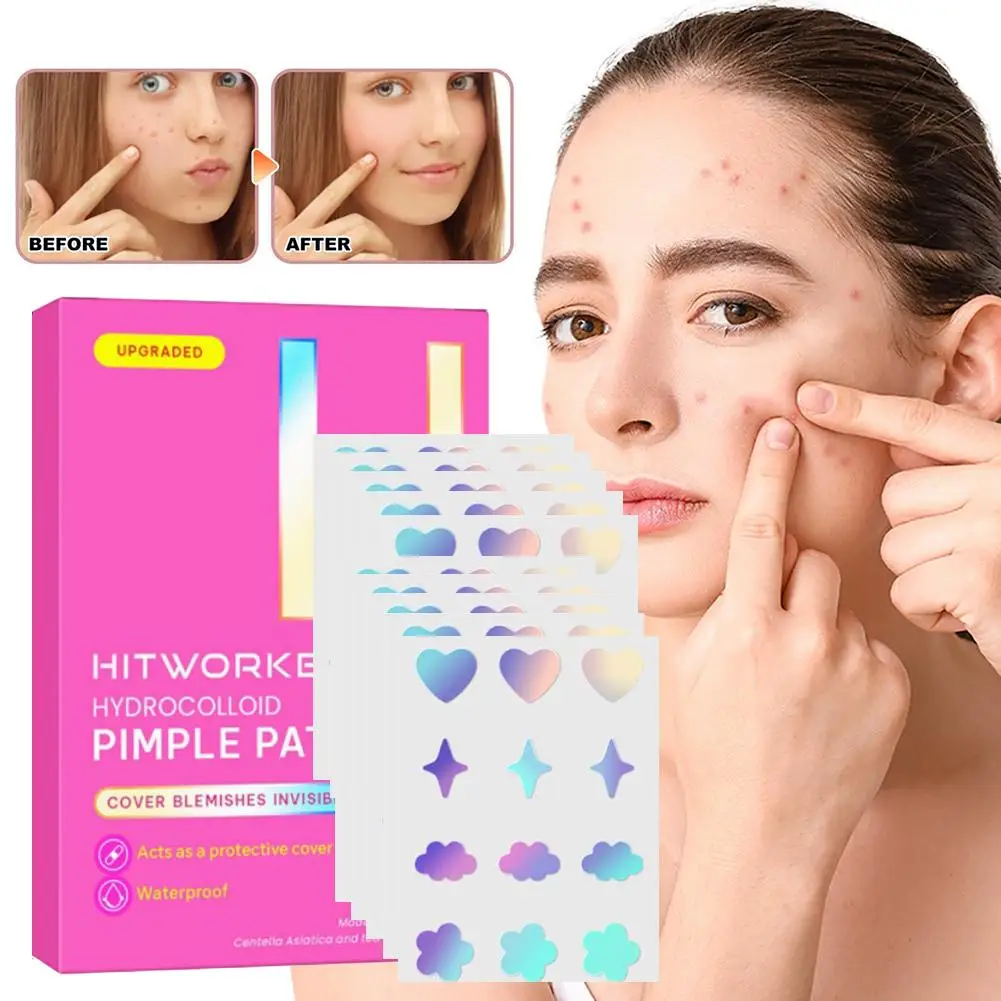 120 قطعة شكل قلب ملون حب الشباب بقع الغروانية المائية لطيف ورقيقة جدا بثرة التصحيح حب الشباب بقعة امتصاص العناية بالبشرة غير مرئية #3