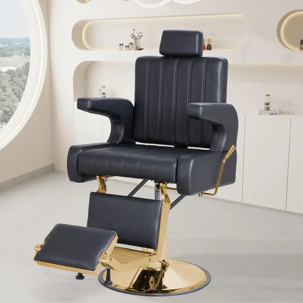

Barber Salon Hair Chairs for Barbershop, Hydraulic Barber Chair 360 Swivel Reclining, Adjustable PU Leather Beauty Salon Chair