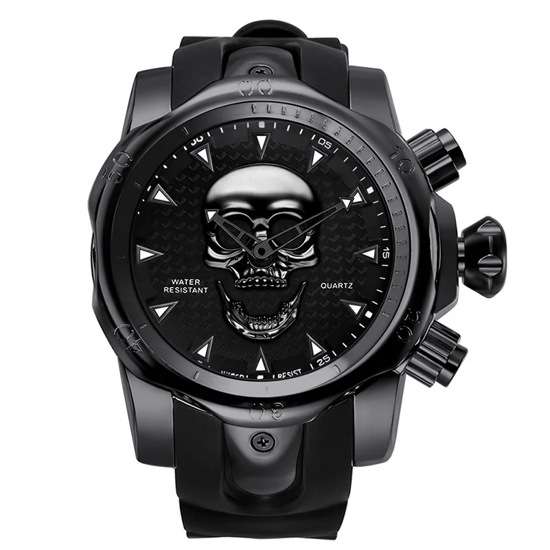 New Cool Skull Watch Men Watches Fashion Water Resistant Quartz Wristwatches Sports Watch Male Relogios Masculinos Drop Shipping