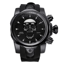 Quartzo Masculino Relógios de pulso, Relógio Esportivo, Relógio Cool Skull, Resistente à Água, Moda Masculina, Drop Shipping, Novo