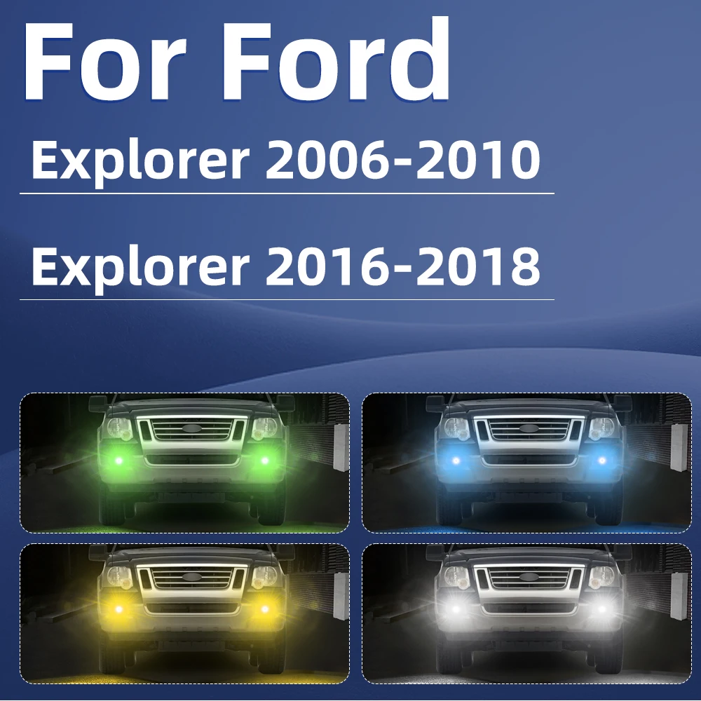 For Ford Explorer Fog Lights LED Front Fog Lamp Bulb Explorer Accessories 2006 2007 2008 2009 2010 2016 2017 2018 Dual Color LED
