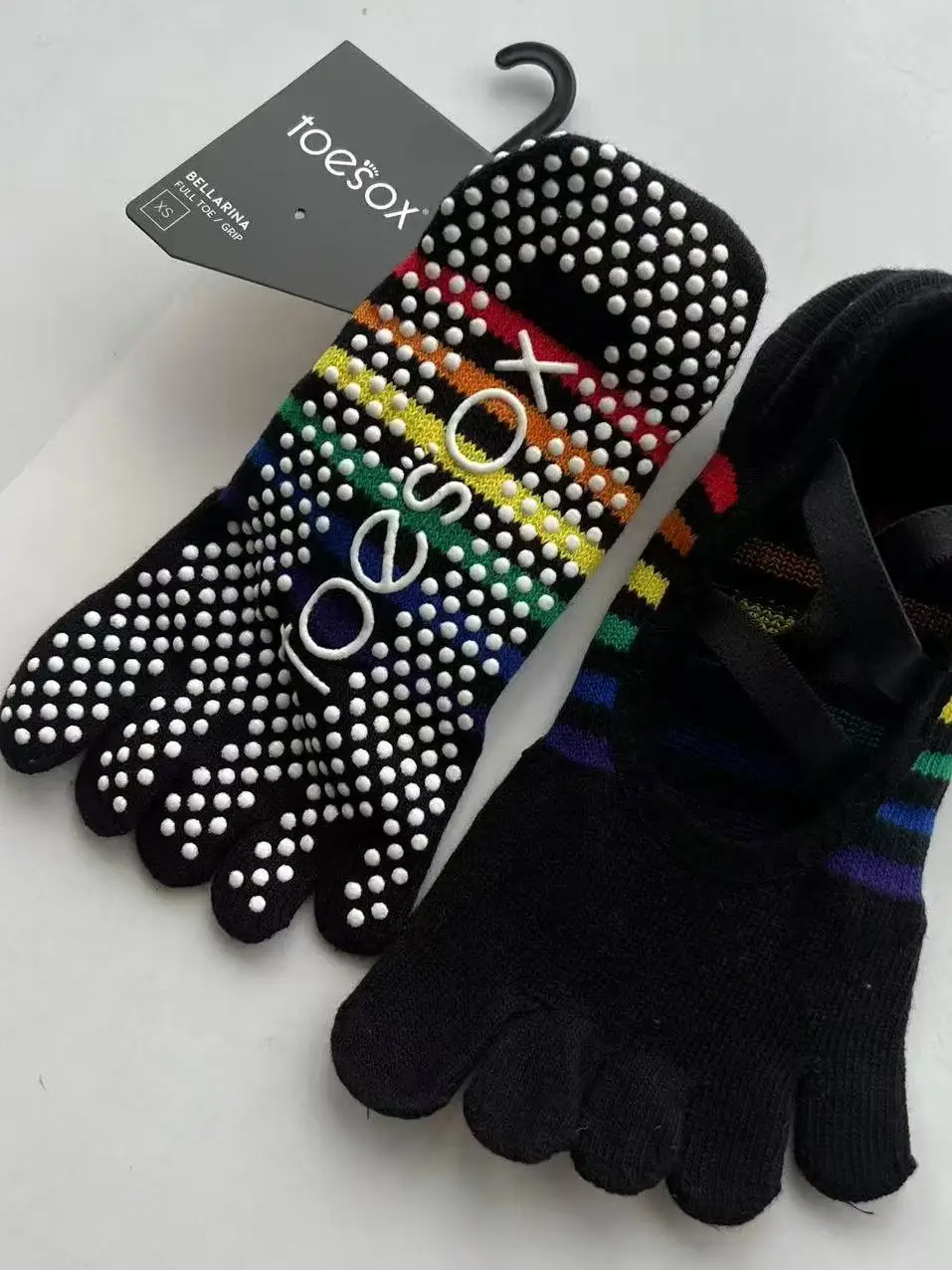 Toesox Yoga Socks Women's Fitness Gymnastics Non-Slip Professional Five-Fingered Indoor Sports Socks Pure Cotton