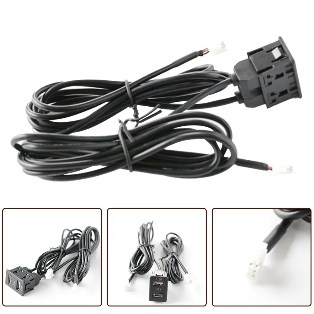 Car Dash Mount 4+6Pin USB+TYPE-C Port Panel Interface Extension 145cm Cable Adapter For Vehicle Navigation