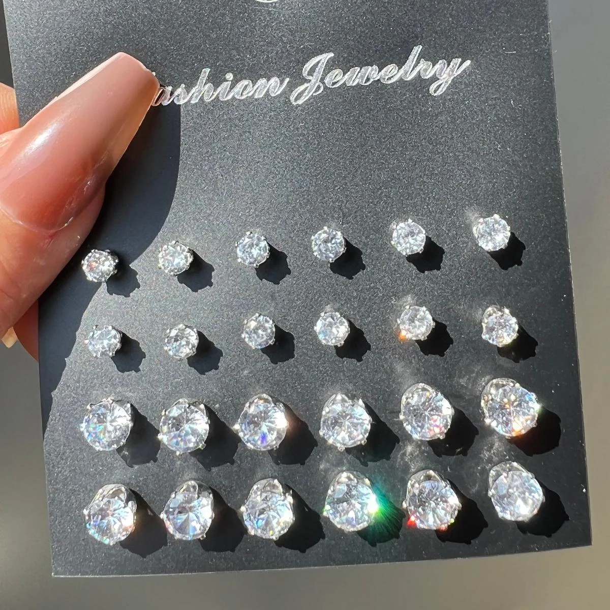 24pcs/set Fashion Minimalist Sparkling Zircon Stud Earrings For Women Decorative Earring Party Date Daily Wear Jewelry Gifts New
