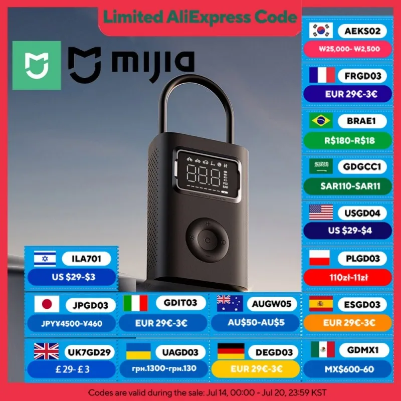 MIJIA Portable Air Pump 2Pro,45S fast inflation,Reinflate 16 tires,Inflation pressure 150psi,XIAOMI Electric Air Compressor 2Pro