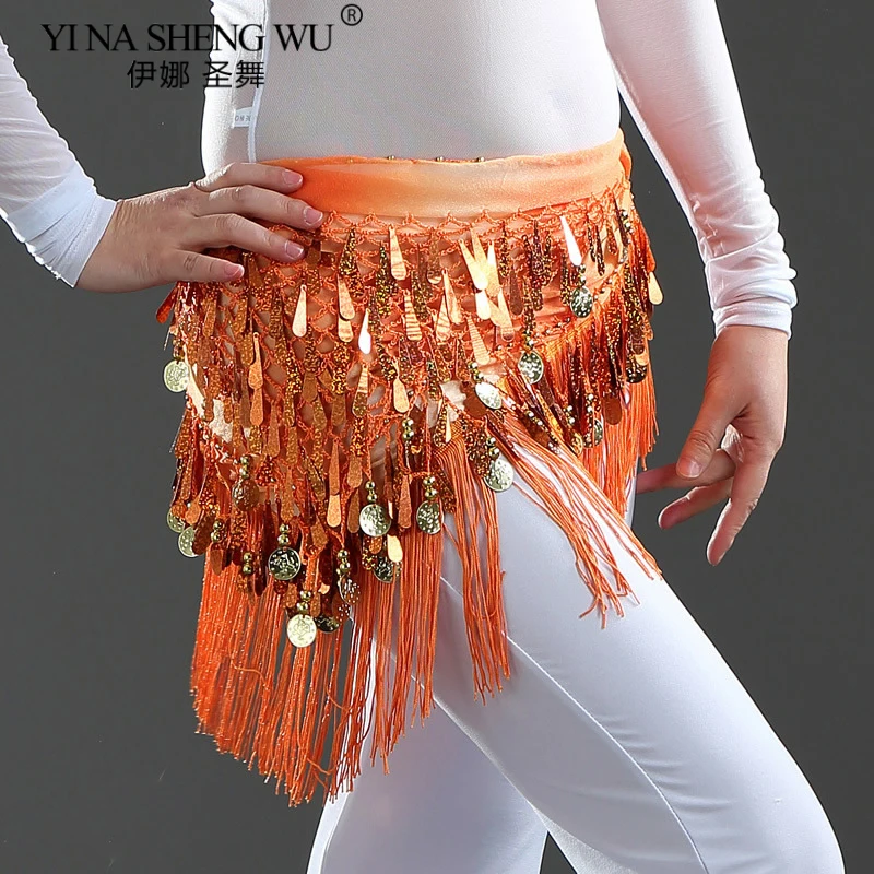 Oriental Coins Waist Hip Scarf Women Belly Dance Accessories Sequins Tassel Hip Scarf Belly Dance Belt Hip Scarf Bellydance Prop