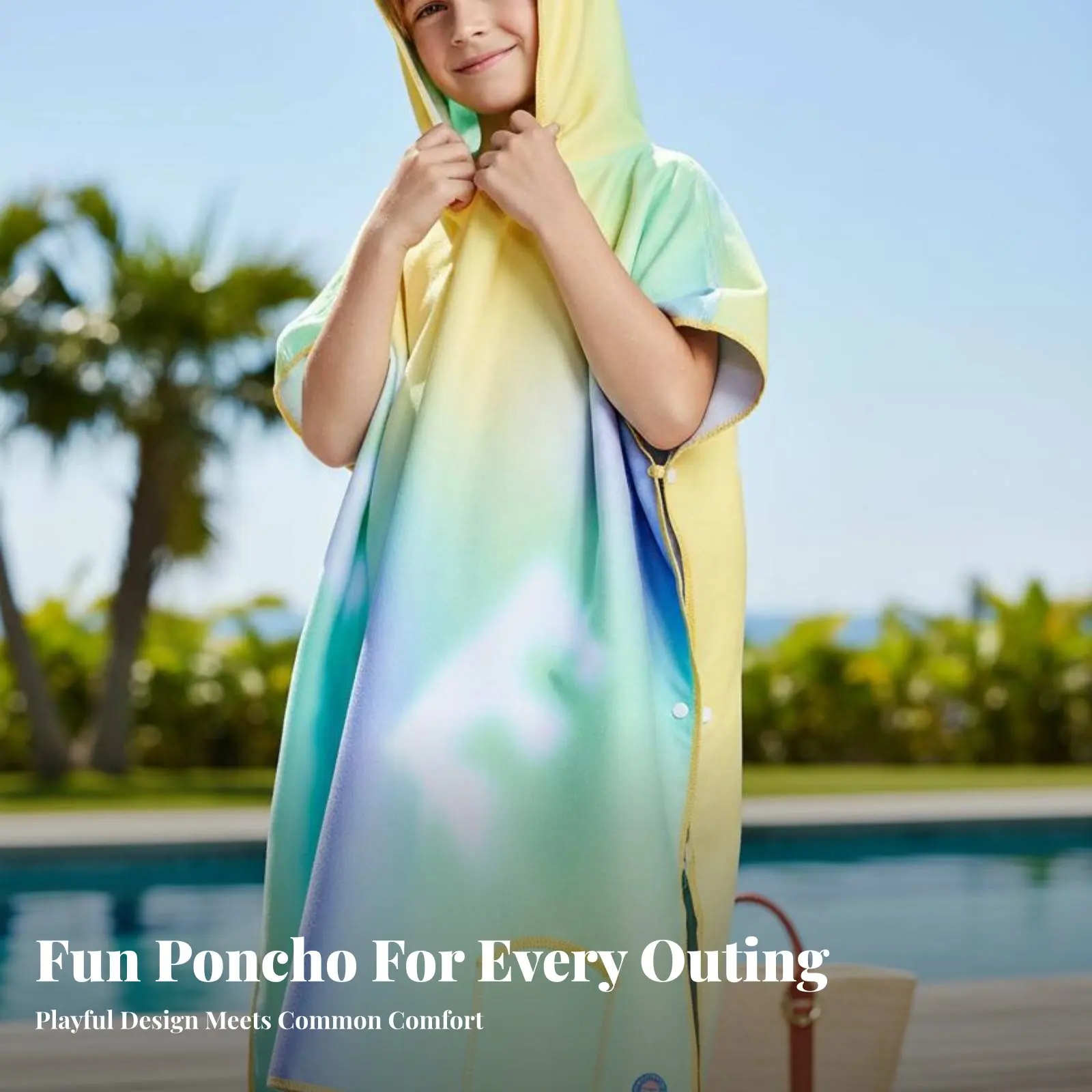 Hooded Beach Towel for Kids, Quick Dry, Absorbent, Soft, for Swimming, Holiday, Seaside