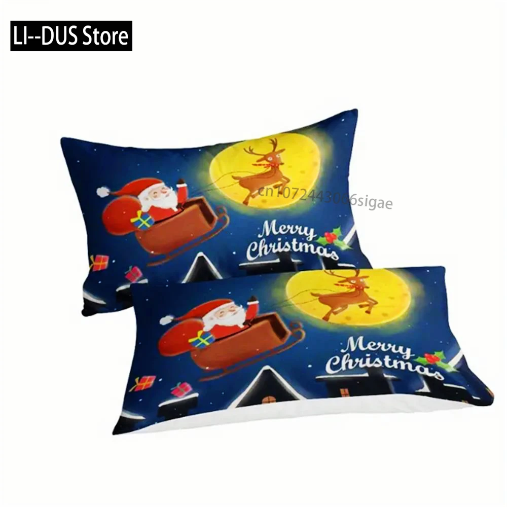

3D Digital Print Bedding Set 2/3-Piece Christmas Theme Duvet Cover Breathable Polyester Fabric Machine Washable Zipper Closure