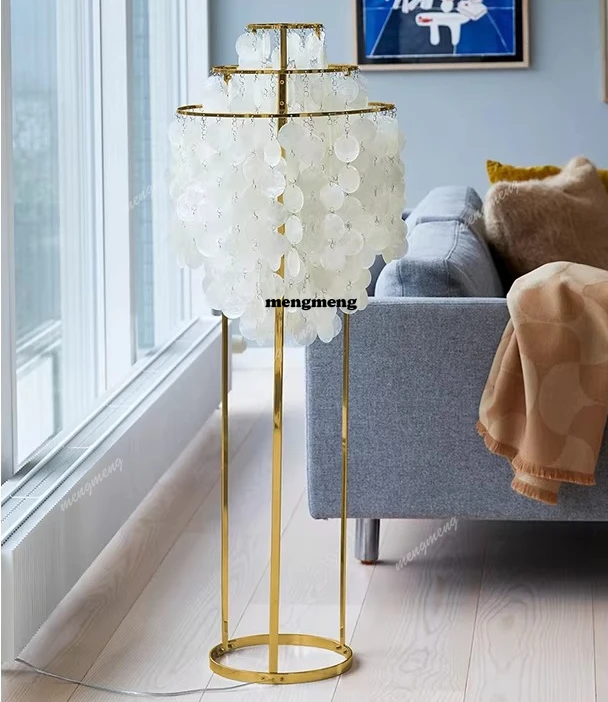 

French pearl wind chimes living room study bedroom designer creative shell floor lamp