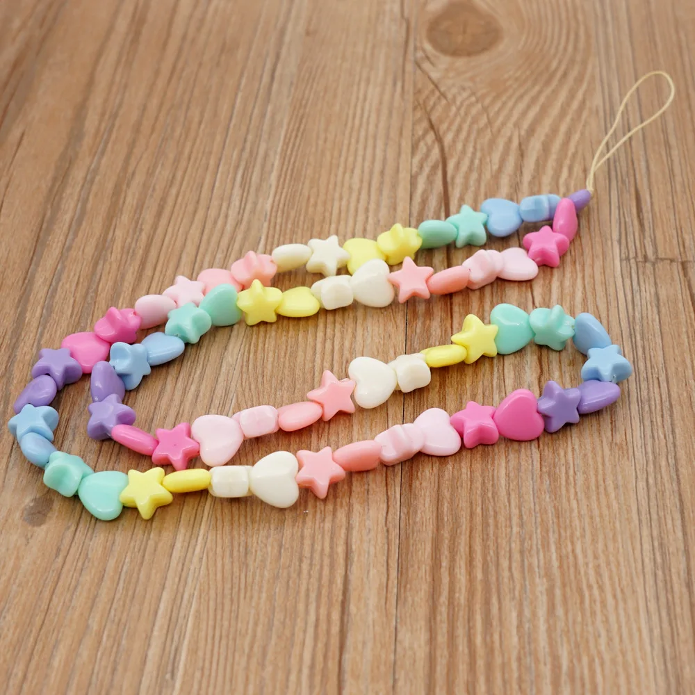 New Pink Five-pointed Star Pearl Phone Chain Resin Smiley Face Beaded Mobile Phone Lanyard for Women Jewelry view 4