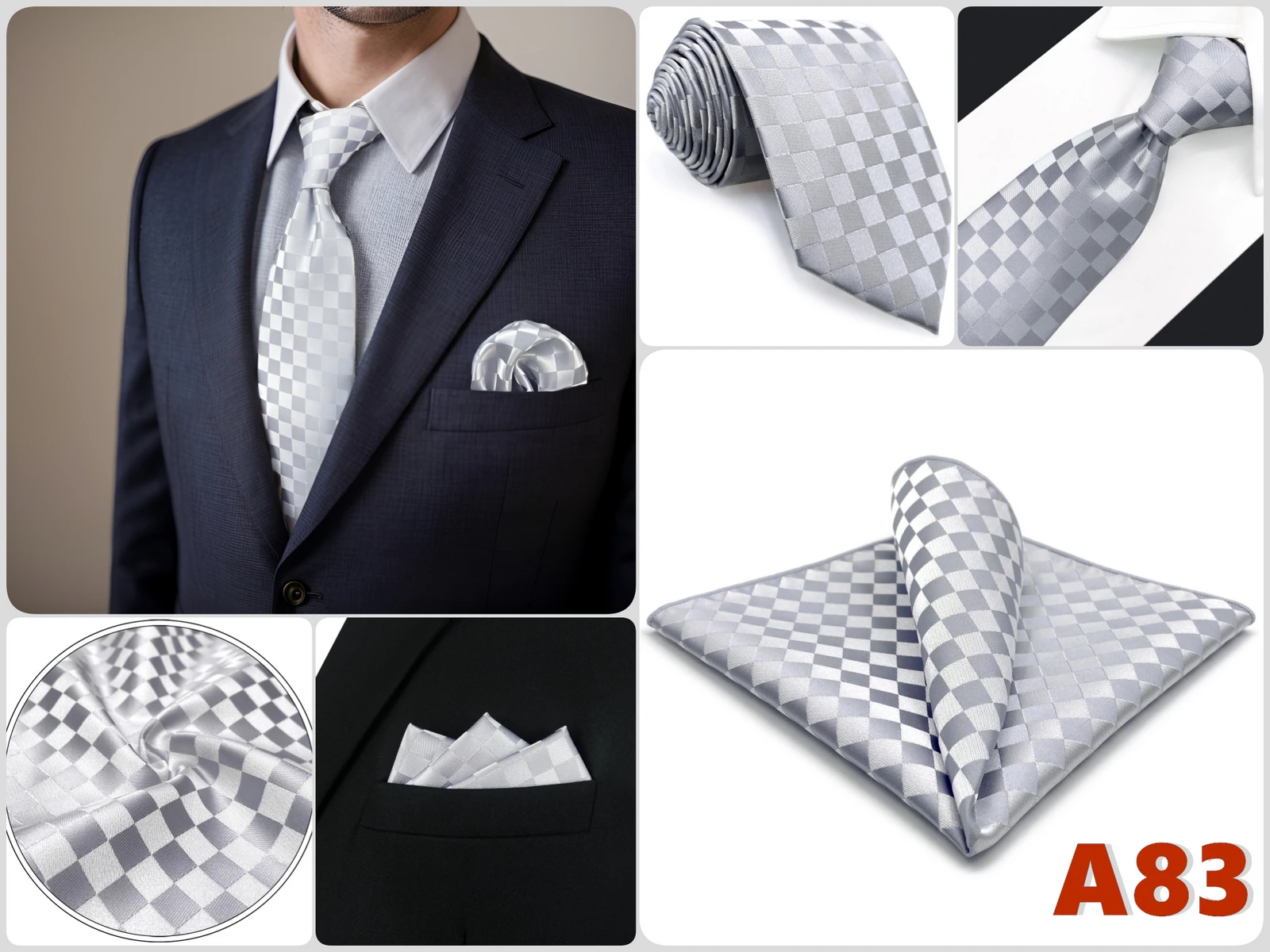 Braunes Herren-Krawatten-Einstecktuch-Set, klassisches Krawatten-Einstecktuch-Set, Business-Formal, Khaki, 147 cm, Dropshipping, Vintage – Detail 19