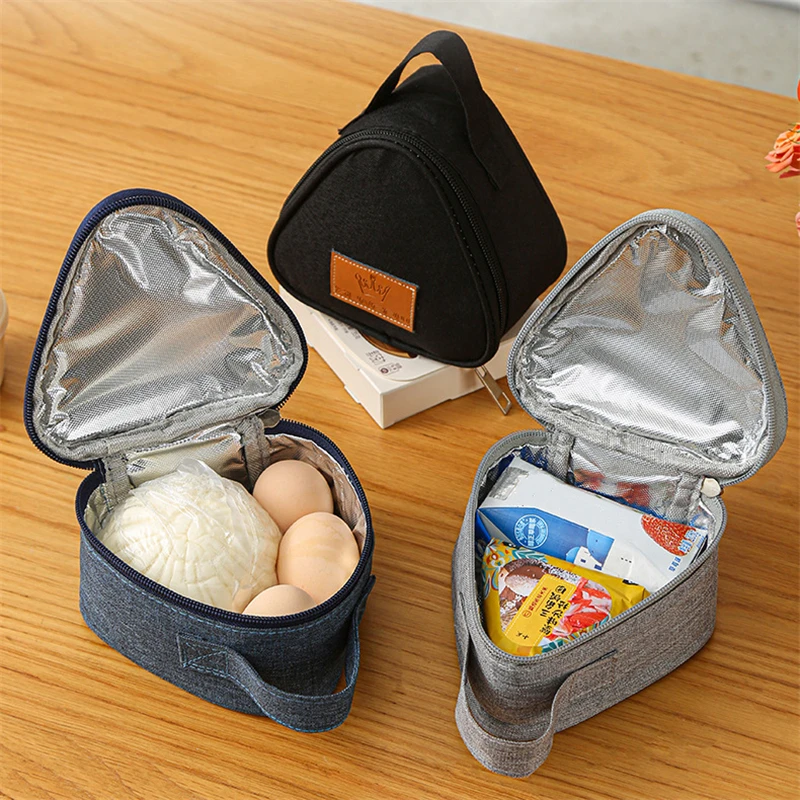 Bolsa térmica de aislamiento para el desayuno para mujeres y niños, fiambrera pequeña con bola de arroz Triangular, bonita, portátil, para comida