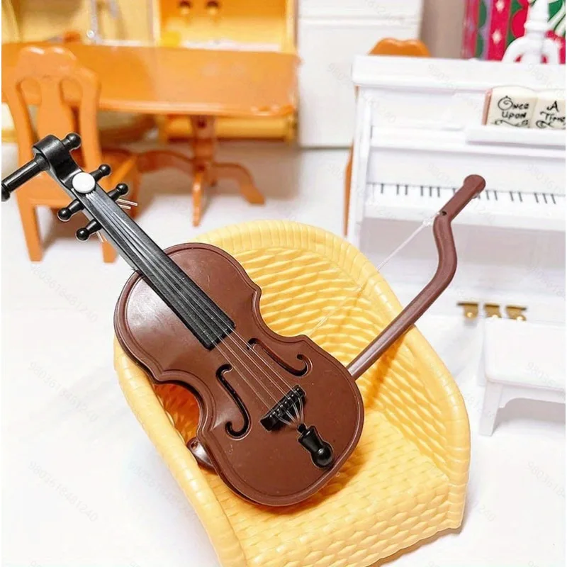 1 pieza de modelo de violín de madera en miniatura, miniatura de simulación para casa de muñecas, para escena navideña, decoración del hogar, coleccionable en miniatura