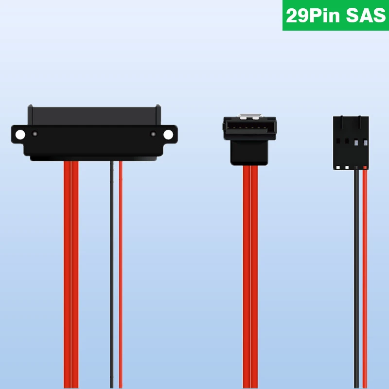 SAS 29pin TO SATA 7pin Data Power Cord SAS Data Power Cord with Buckle 4pin Screw Holes Elbow