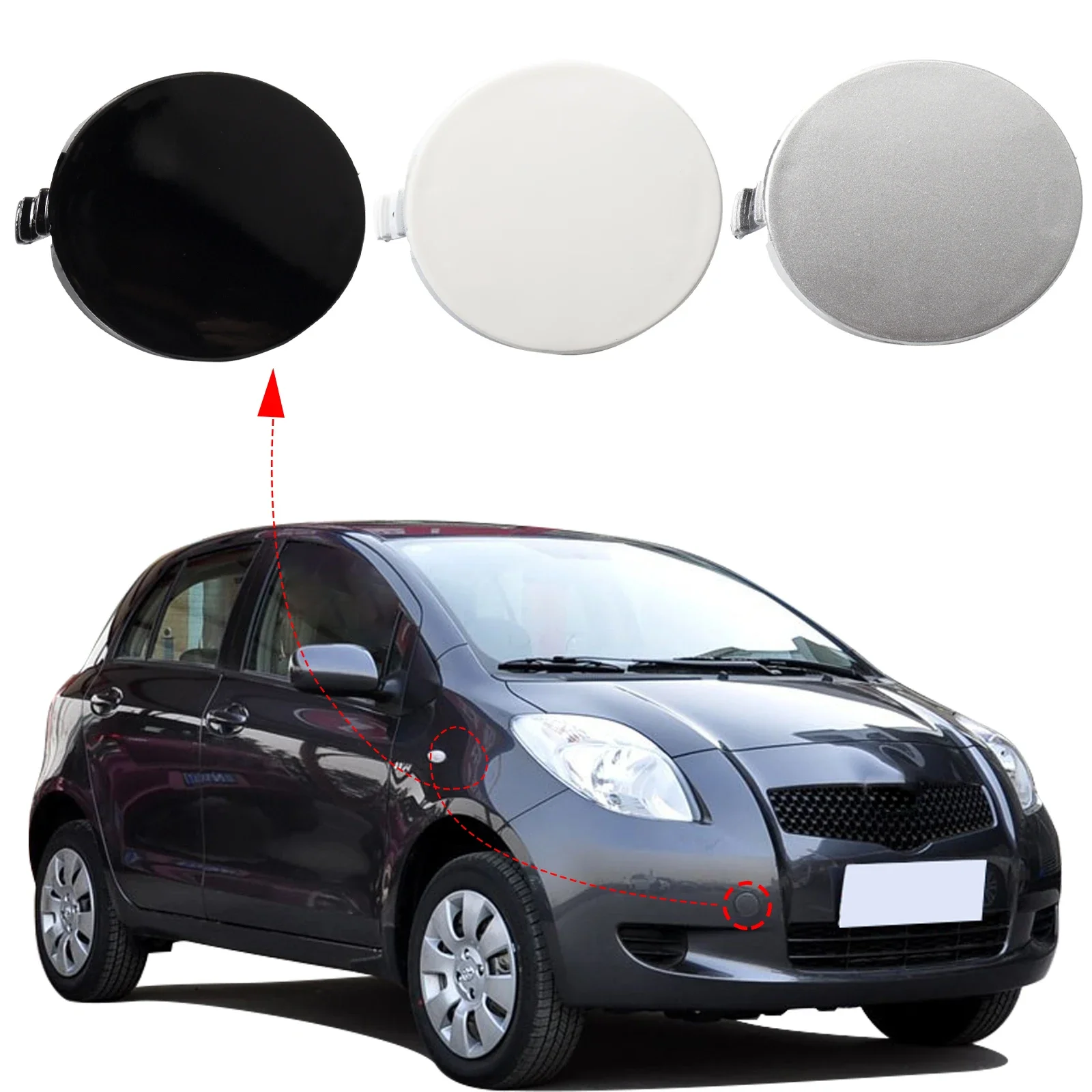 

Front Bumper Tow Hook Cover Cap Towing Eye For Toyota Yaris 4Door Sedan 2011 2012 2013 52127-0D908 Car Accessories