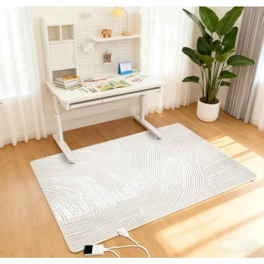 

Коврик с электрическим подогревом 35x55 дюймов, мягкий плюшевый обогреватель ковра, напольный коврик с таймером, быстрая разогрев для офиса, дивана, кабинета