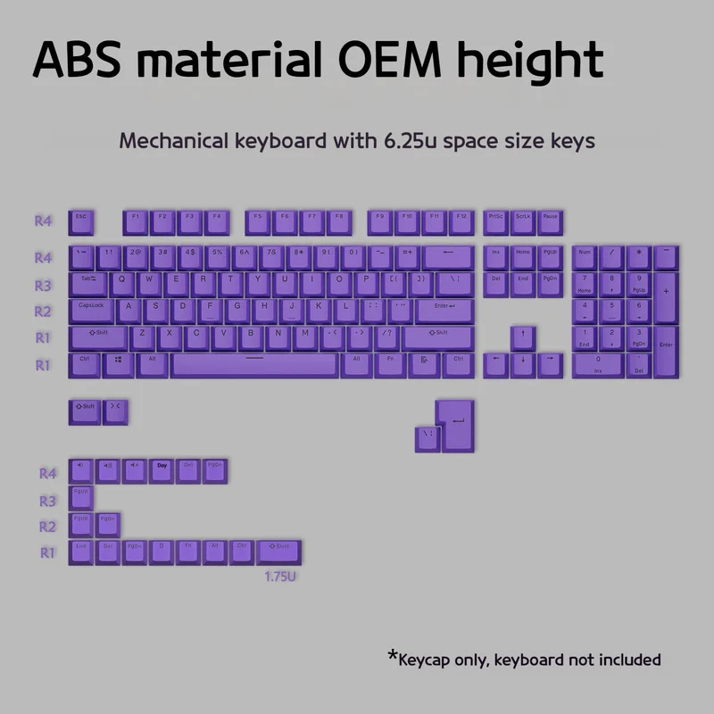 Solid Color Keycaps With 125 Keys Oem Height Abs Dual Color Transparent Mechanical Keyboard Keycaps Personalized Customization