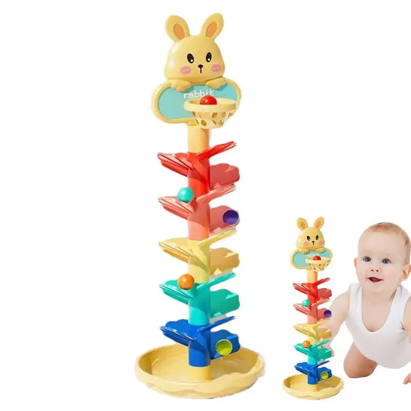 Ball Tower For Toddler Activity Learning Track Ball Drop Toys Multi-Layer Preschool Toys Rainbow Educational Games For Kids