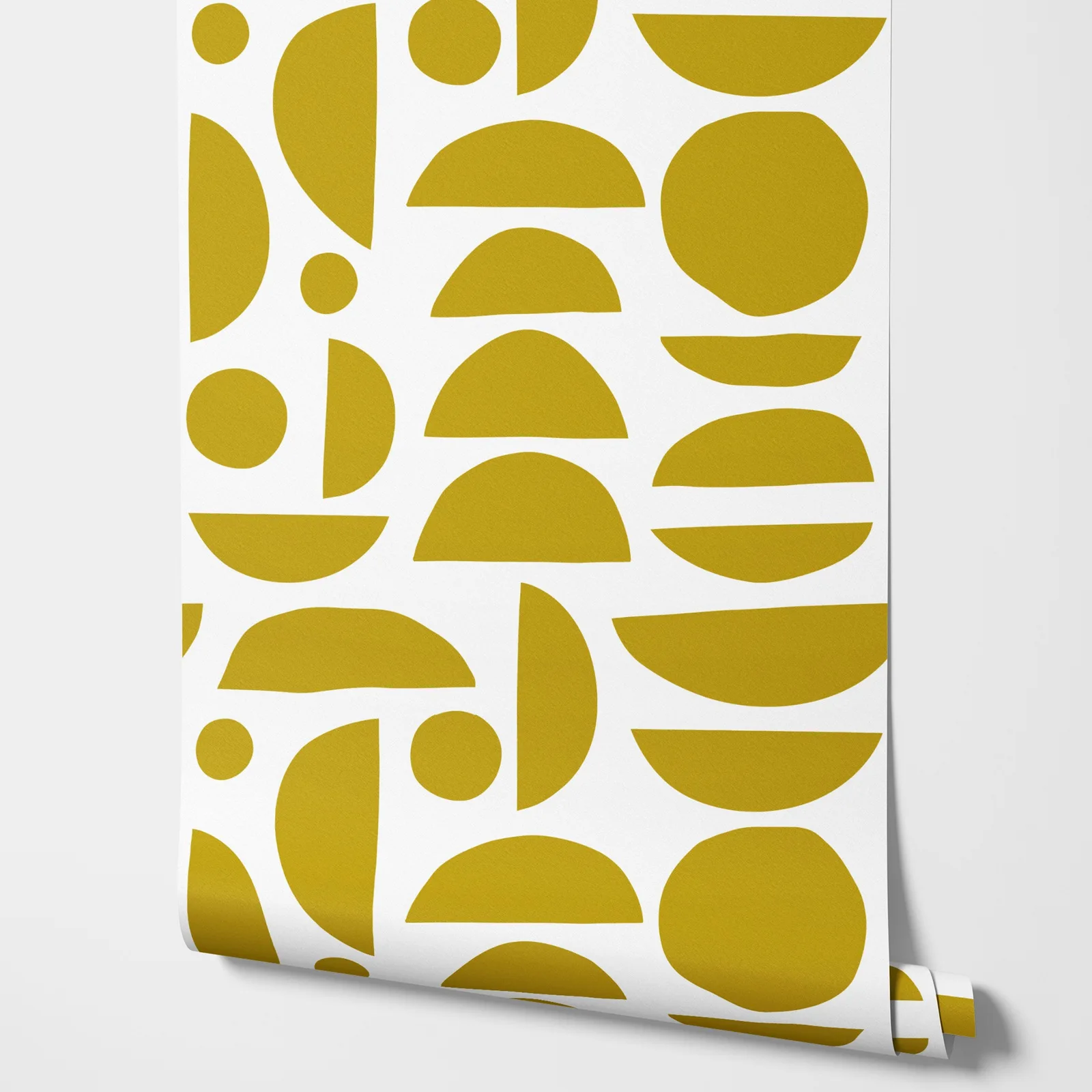 Yellow Abstract Boho Stones Self Adhesive Wallpaper,Circle Shapes Peel and Stick Wallpaper For Home Décor,Or Tradition Non woven