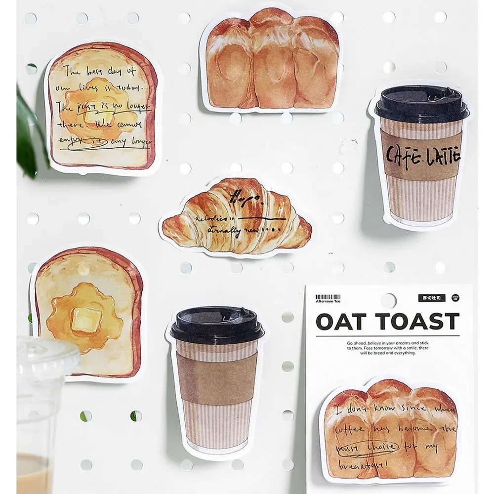 4 Packs Sticky Notes Creative Toast Bread Coffee Series Memo Note Tearable Note Paper Memo Pad Stationery School Office Supply