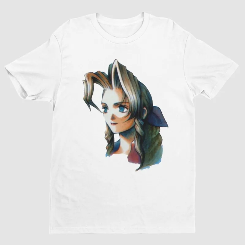 

00012569#A-Aerith Gainsborough Portrait FF7 VII Premium Unisex T-shirt | OG Design | Gifts for Him, Her, Final Fantasy Fans and