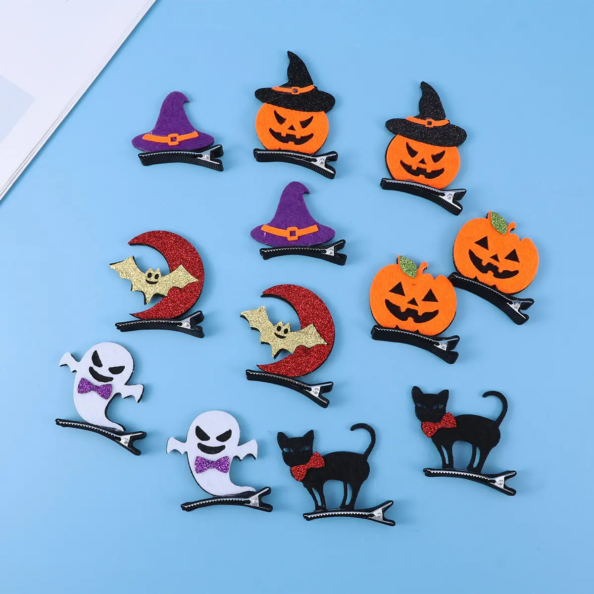 12Pcs Stereo Cartoon Animal Hair Clips Hair Accessories Alloy Lacquer Coated Non Peel Safe Barrettes Halloween Birthday