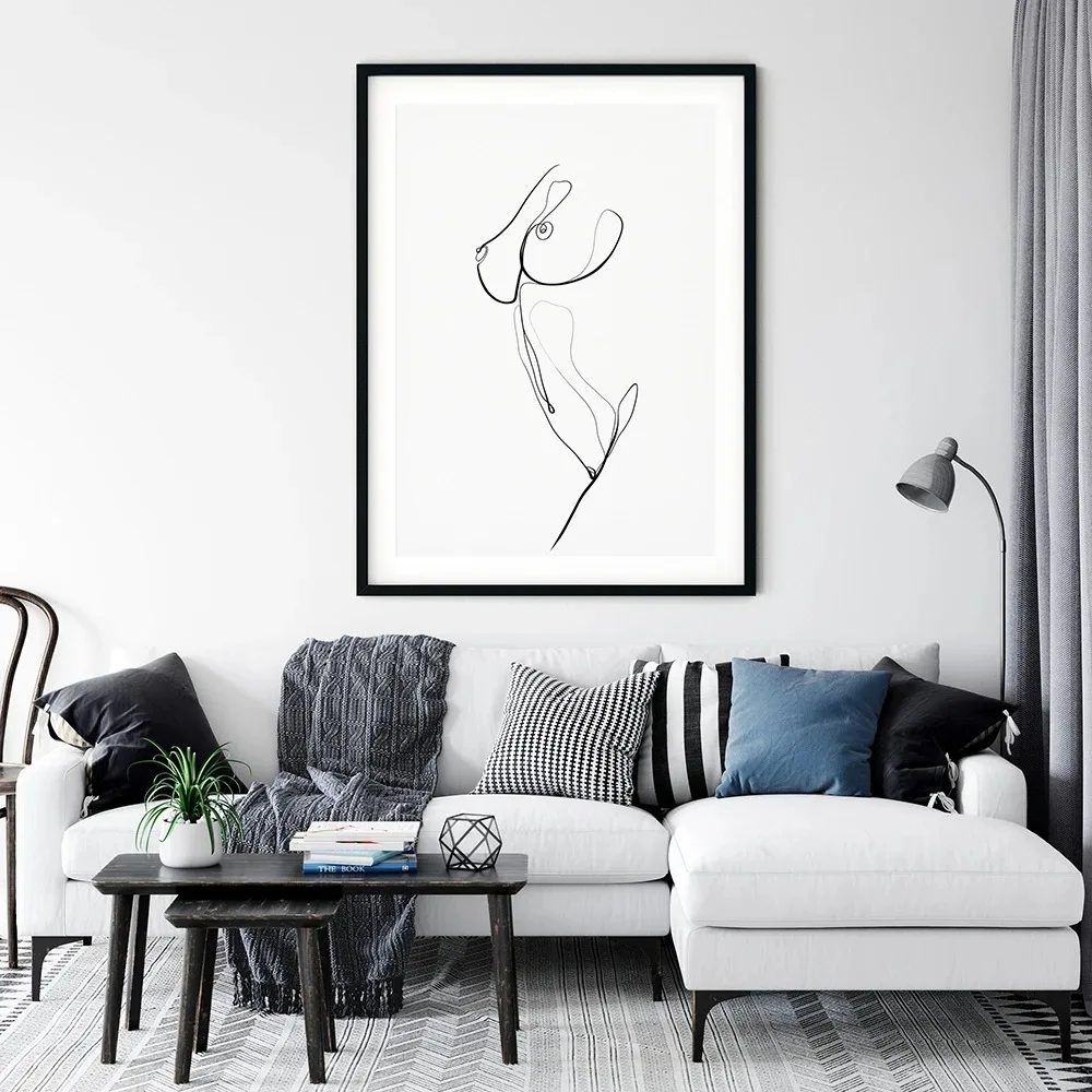 3PCS Woman Body Nude Line Drawing Canvas Painting Abstract Female Picture Art Prints  Poster Bedroom Wall Art Decor