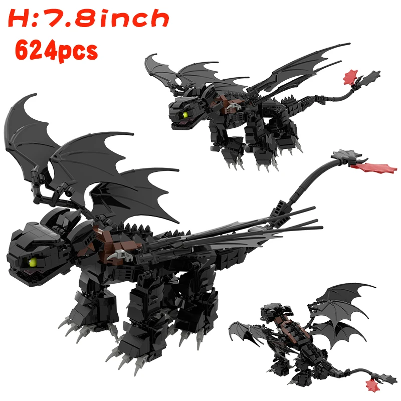 

MOC Movie Train Dragon Figure Bricks Construction Toys for Boy Toothless Night Furied Dragon Building Blocks for Kid Toys Easter